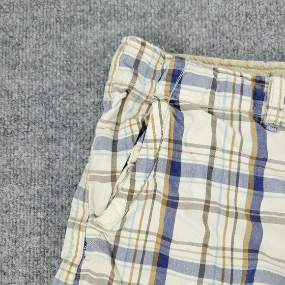 American Eagle Shorts Men's Size 36 Beige Plaid Chino Embroidered Logo Pockets - Picture 3 of 16